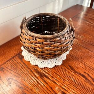 Rustic Woven Basket with Handles